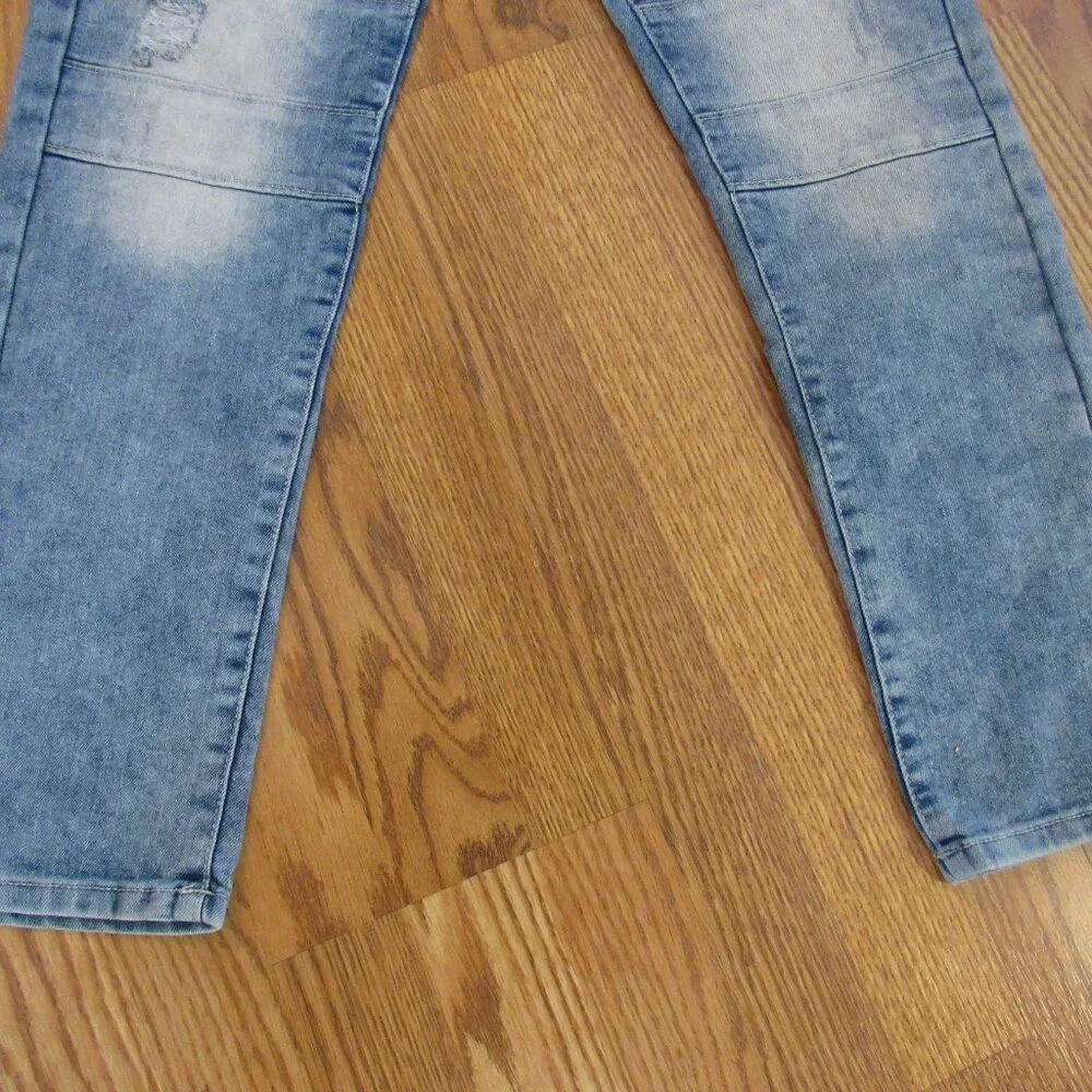 Southpolo Skinny Distressed Moto Biker Acid Wash Denim Jeans 32x32‎